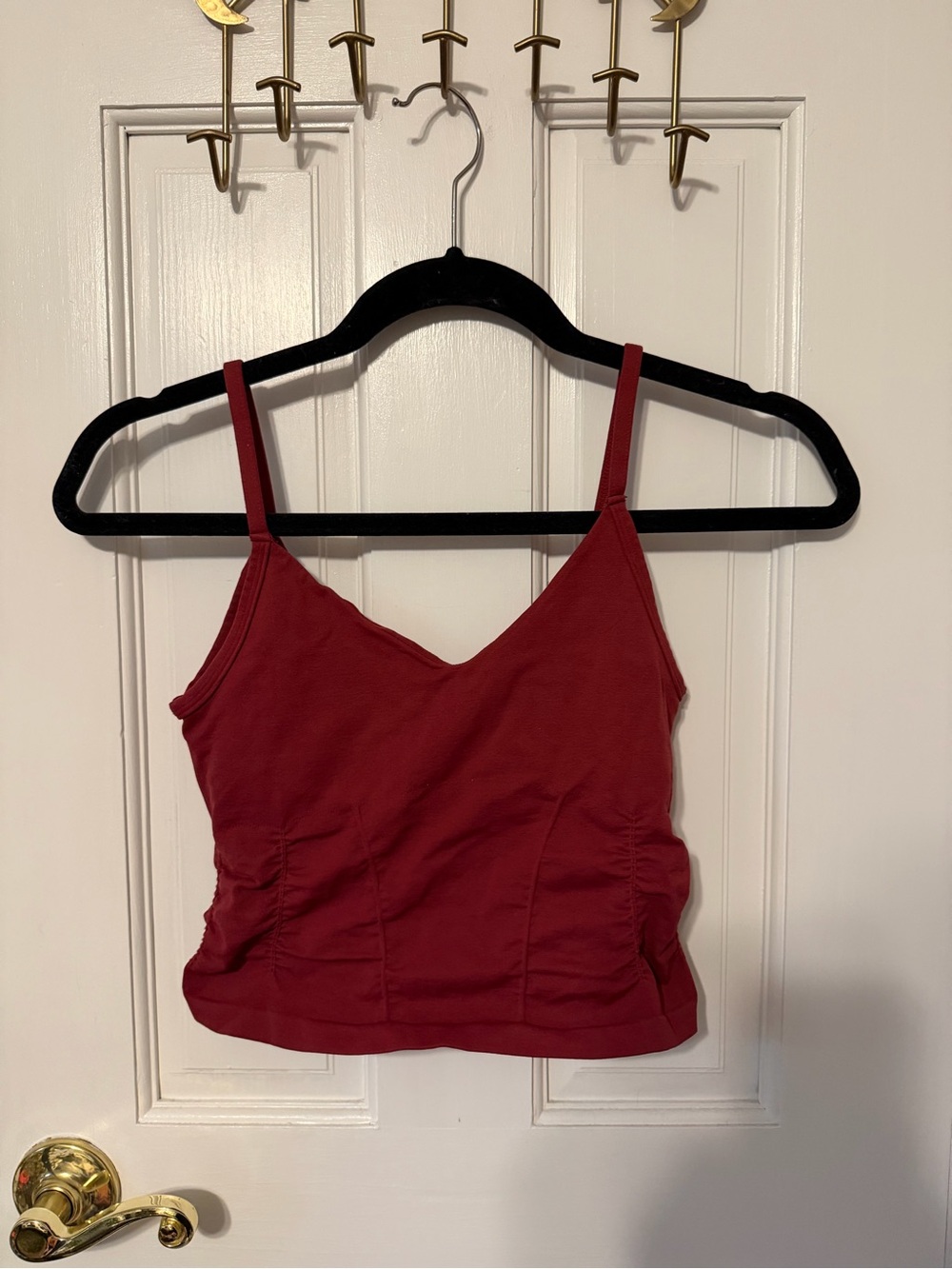 Free People Burgundy V-Neck Ruched Camisole